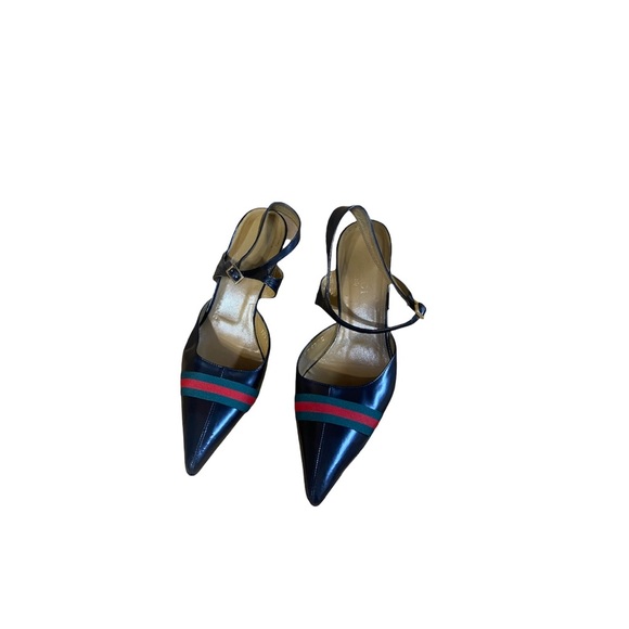 Gucci heels pumps sandals sling ankle strap designer luxury sz 10 C authentic - Picture 4 of 10